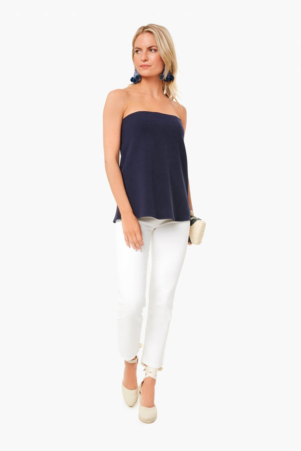 Strapless Navy Crepe Marin Top