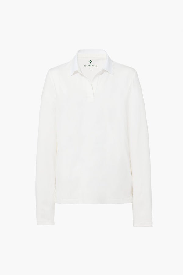 White Long Sleeve Caroline Polo