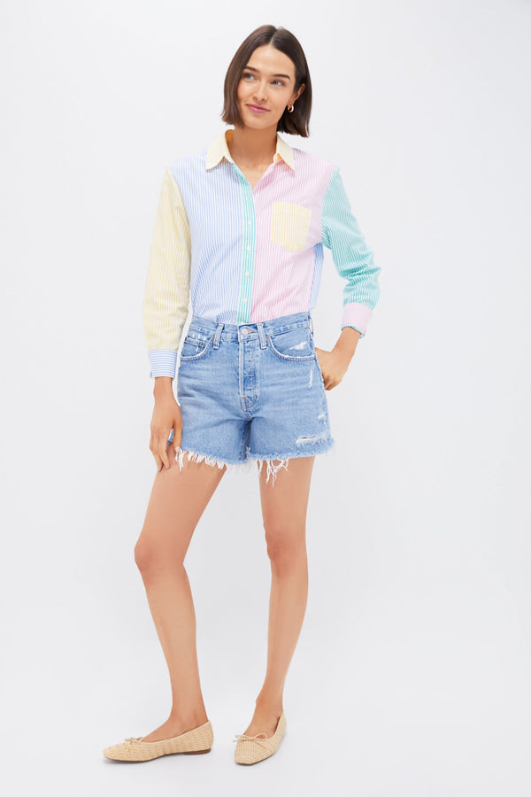 Bright Multi Stripe Boyfriend Shirt