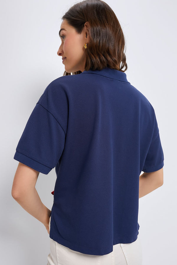 Navy Pique Holmes Boyfriend Polo