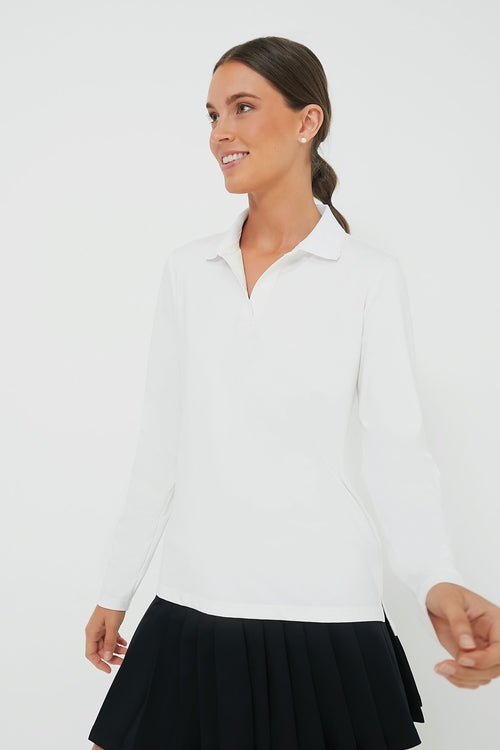 White Long Sleeve Caroline Polo