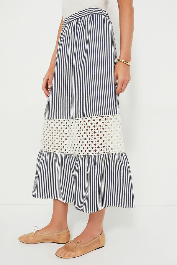 Blue Stripe Eyelet Hana Skirt