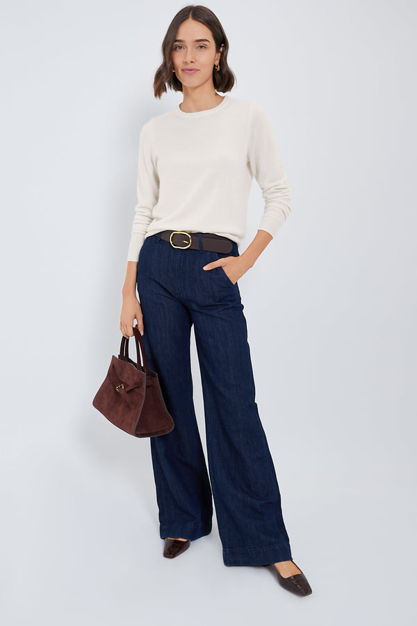 Ivory Cashmere Crewneck Sweater