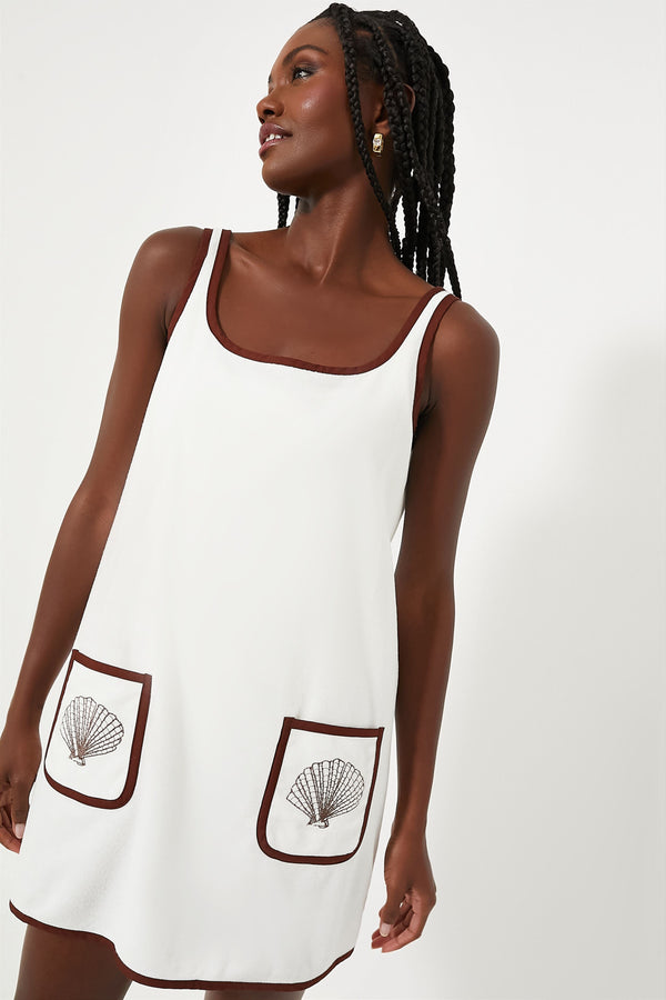 Blanc Shell Embroidered Mini Terrycloth Dress Coverup