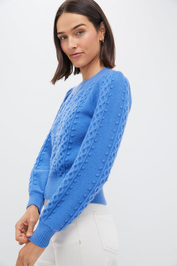 Cerulean Embroidered Floral Frankie Sweater