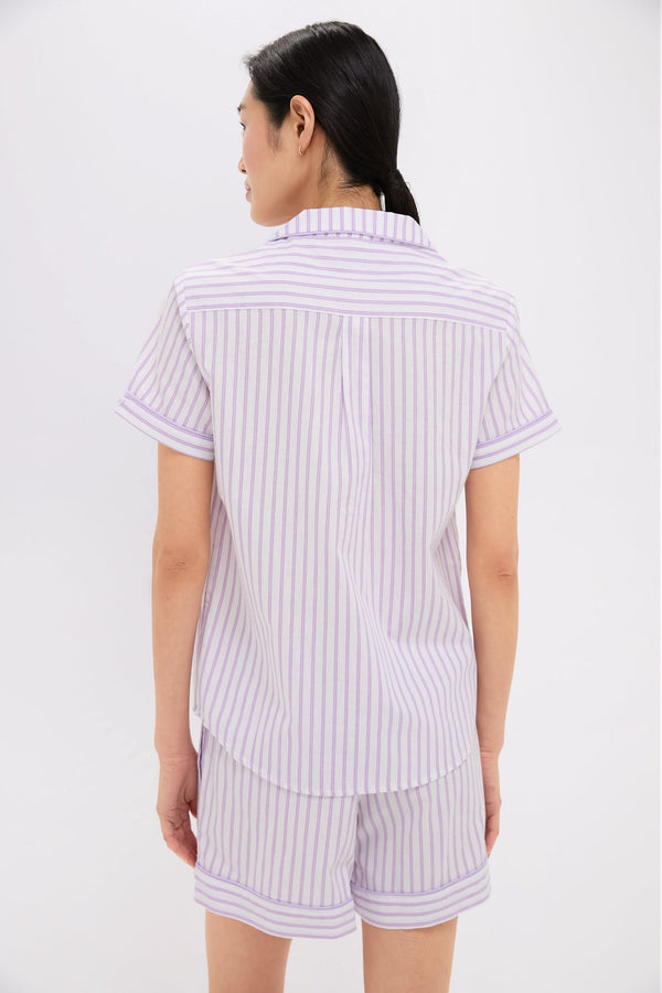 Women's Lavender French Ticking Short Set