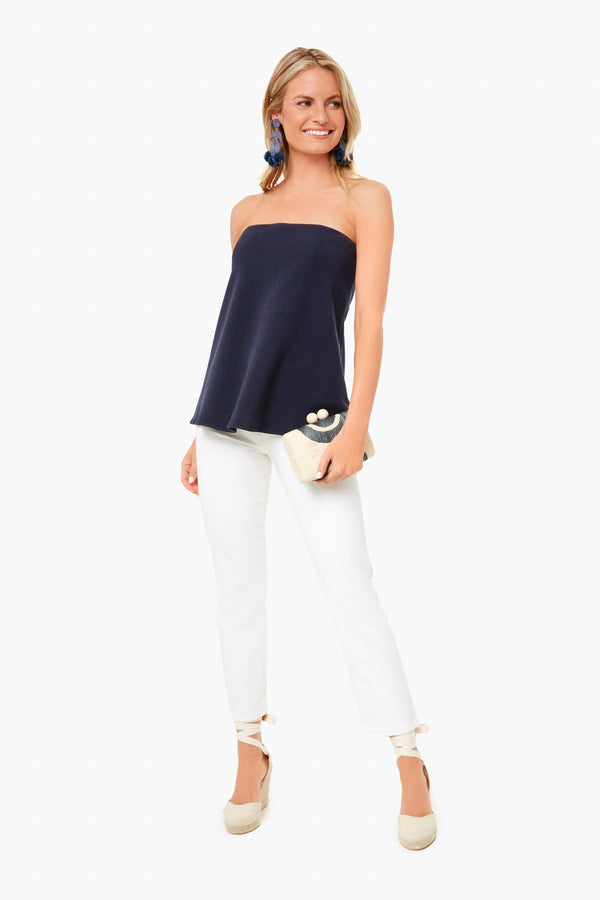 Strapless Navy Crepe Marin Top