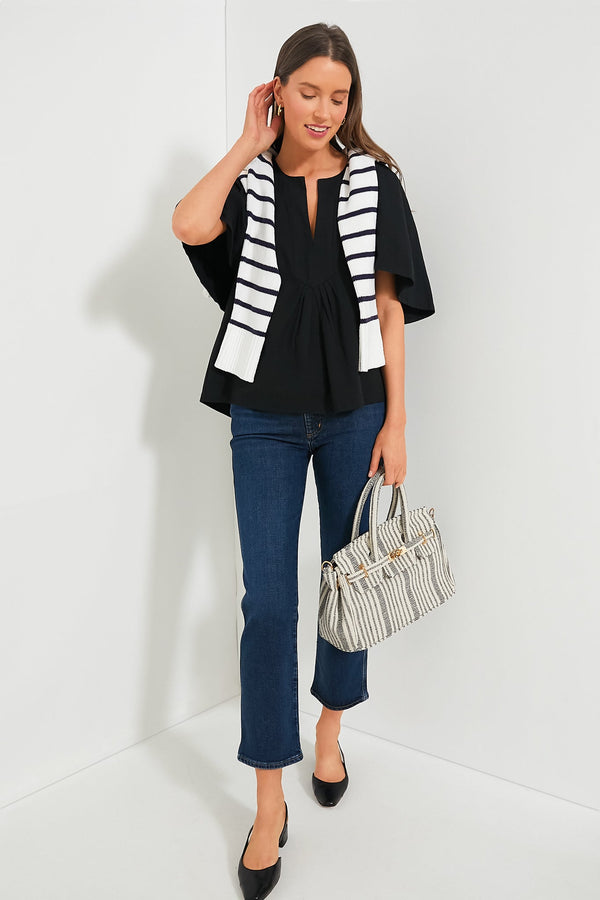 Black Finley Flutter Sleeve Top