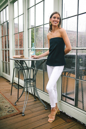 Strapless Navy Crepe Marin Top