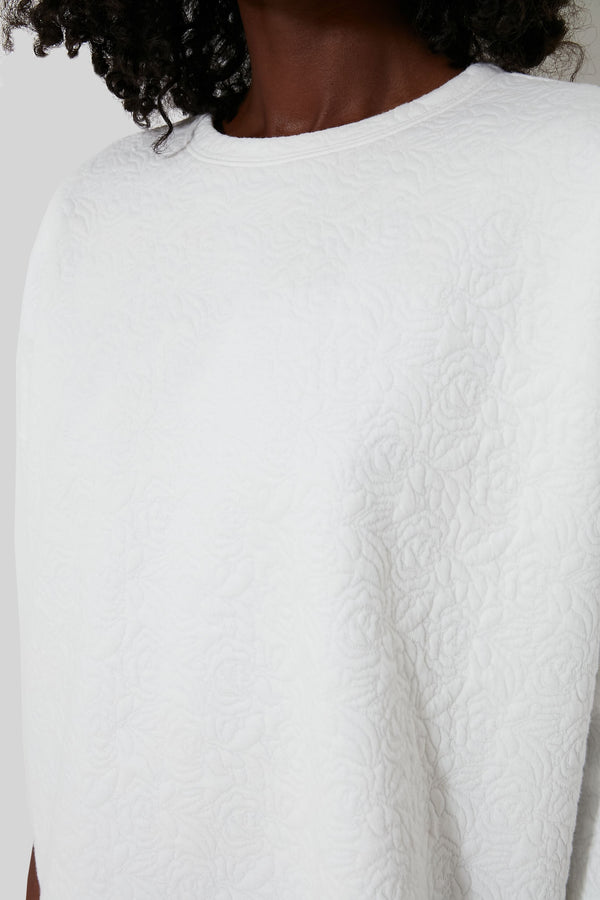 White Quilted Paisley Ally Swing Sweatshirt
