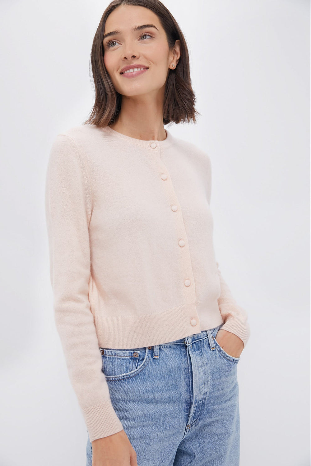Soft Pink Riley Cashmere Cardigan