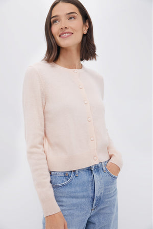 Soft Pink Riley Cashmere Cardigan