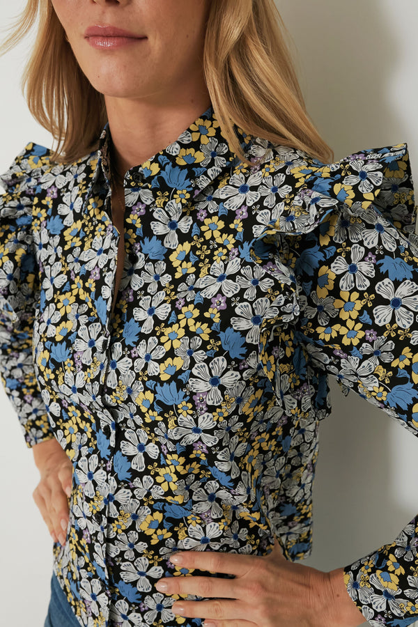 Blue & Yellow Floral Primrose Blouse
