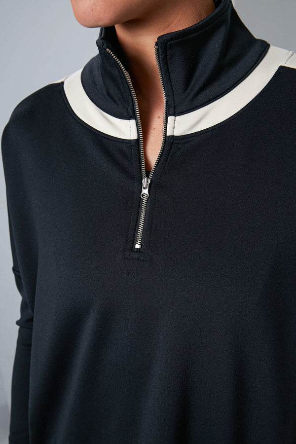Black and Ivory Amelie Quarter Zip