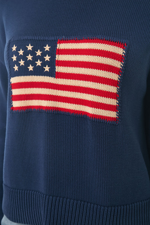 Navy Cropped Americana Sweater