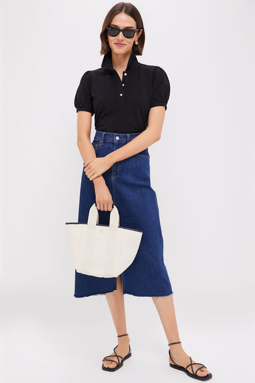 Black Pique Puff Sleeve Peggy Polo