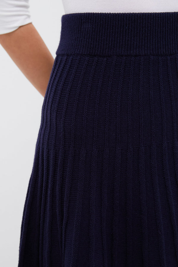 Navy Knit Pleated Saylor Skirt