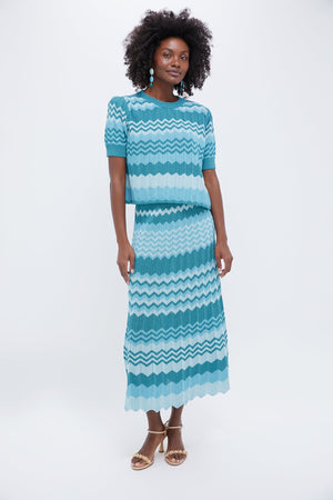 Aqua Crochet Stripe Sylvie Top
