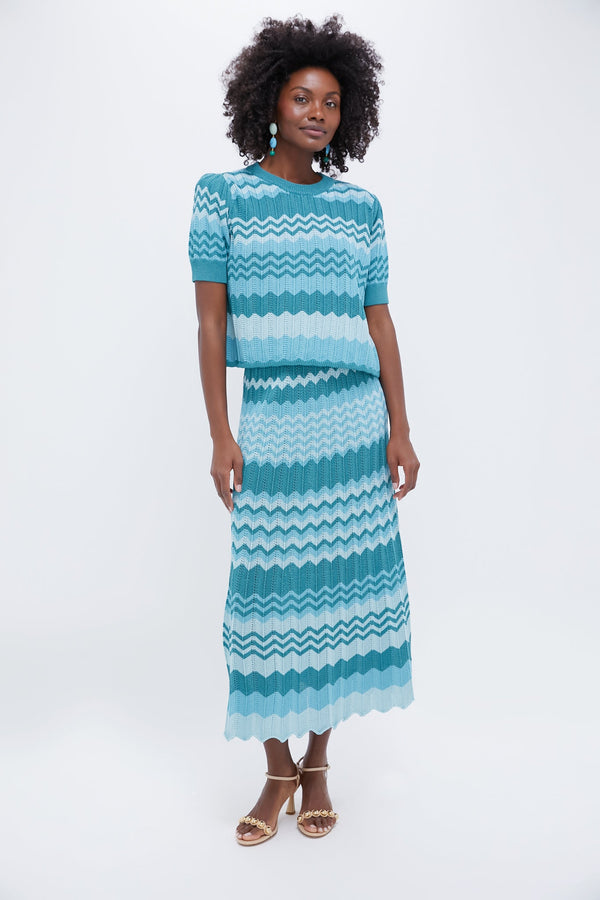 Aqua Crochet Stripe Sylvie Top