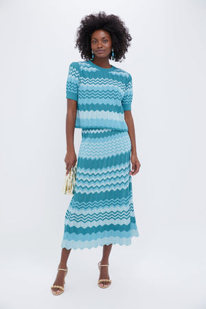 Aqua Crochet Stripe Sylvie Top