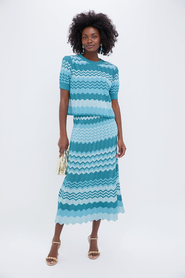 Aqua Crochet Stripe Sylvie Top