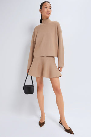 Tan Kaya Flare Knit Skirt