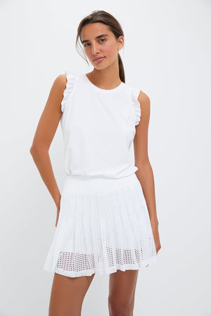 White Ruffle Lea Tank