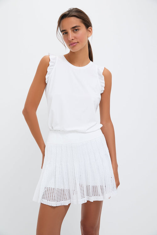 White Ruffle Lea Tank