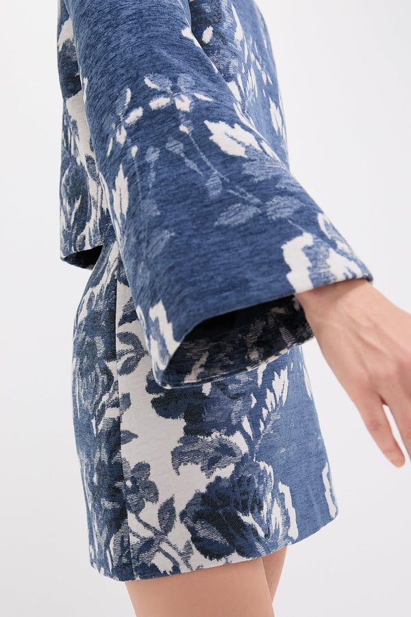 Indigo Reflection Knit Jacquard Maxine Top