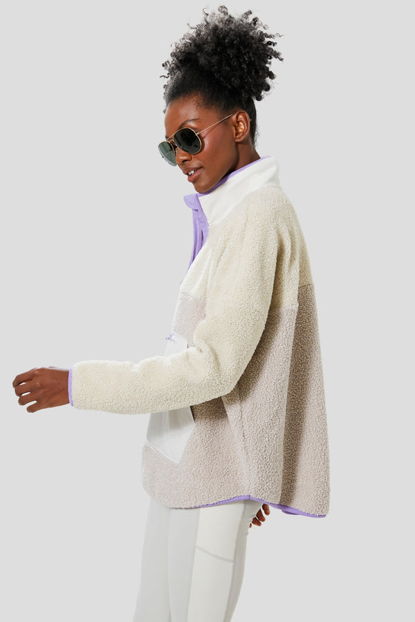 Gray and Lilac Fleece Cady Quarter Zip