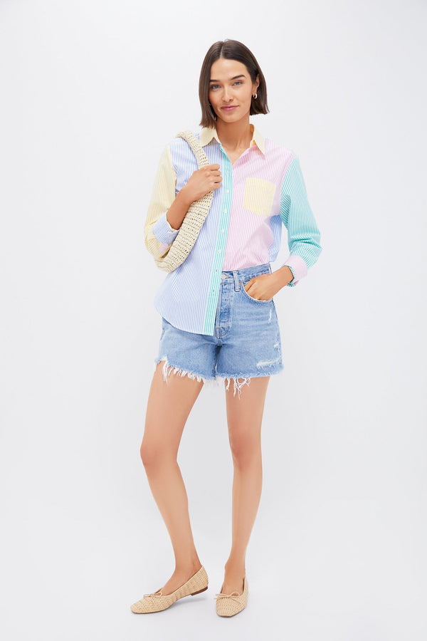 Bright Multi Stripe Boyfriend Shirt