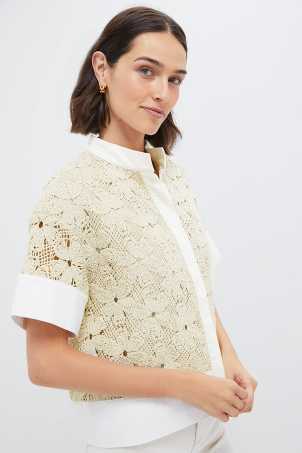 Tan Crochet Sofia Shirt