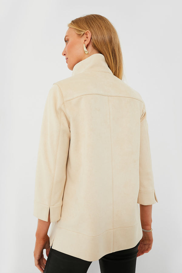 Bone Suede Margot Stand Collar Blouse
