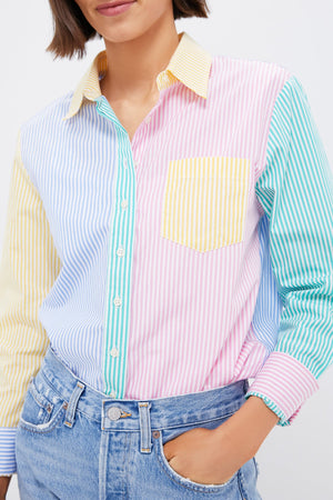Bright Multi Stripe Boyfriend Shirt