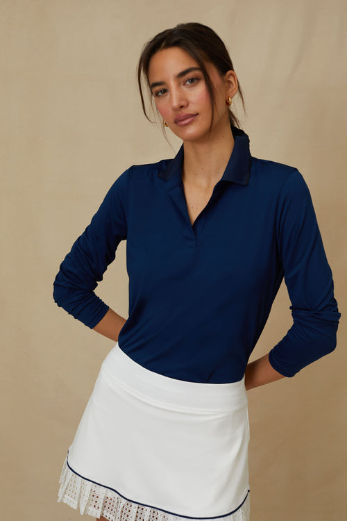Navy Long Sleeve Caroline Polo