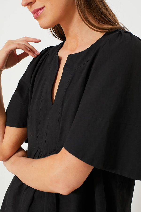 Black Finley Flutter Sleeve Top
