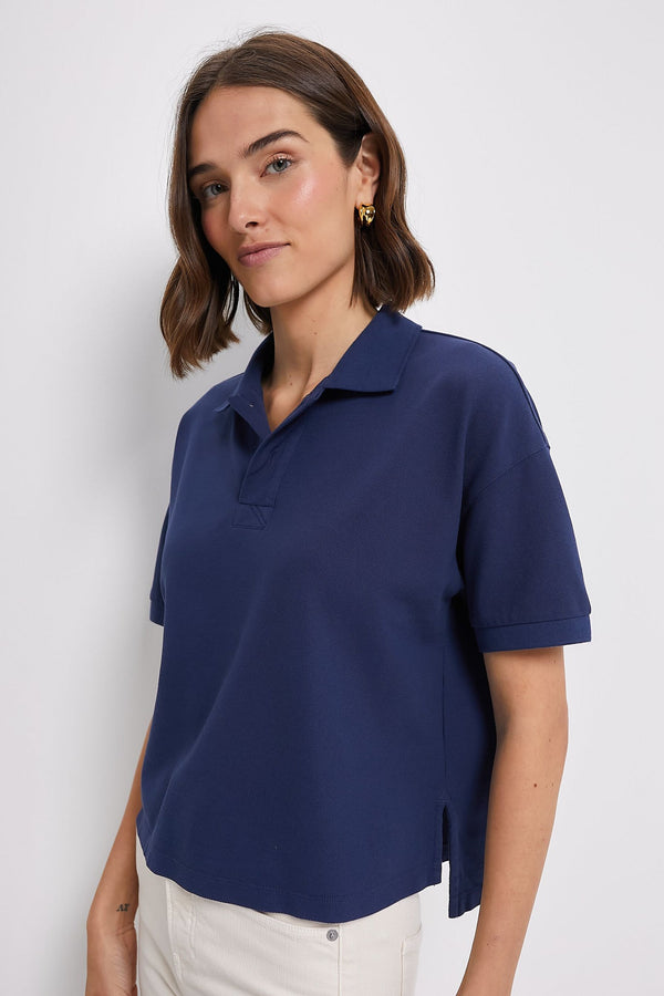 Navy Pique Holmes Boyfriend Polo