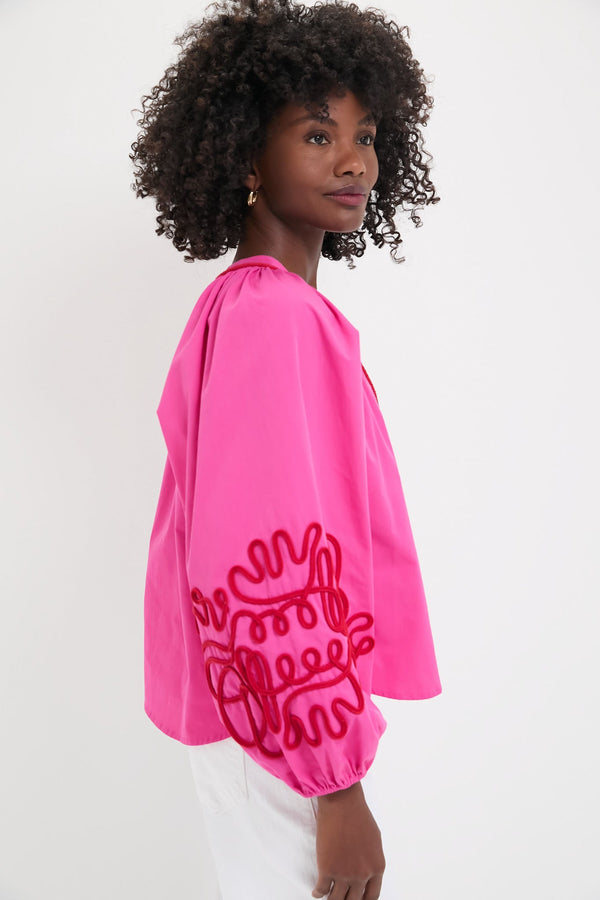 Pink & Red Soutache Stella Blouse