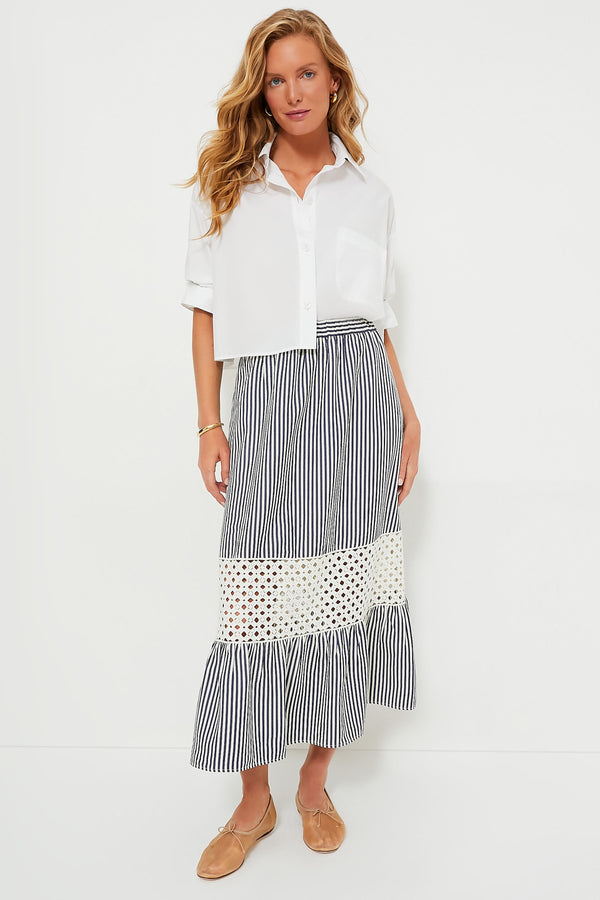 Blue Stripe Eyelet Hana Skirt
