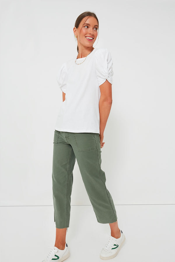 White Vesty Puff Short Sleeve Crewneck