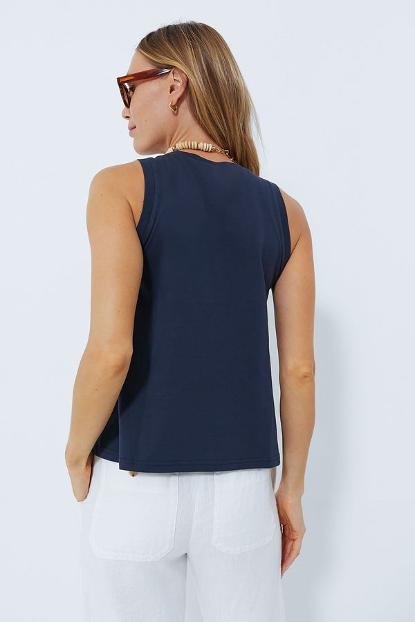 Navy Anthos Cotton Tank