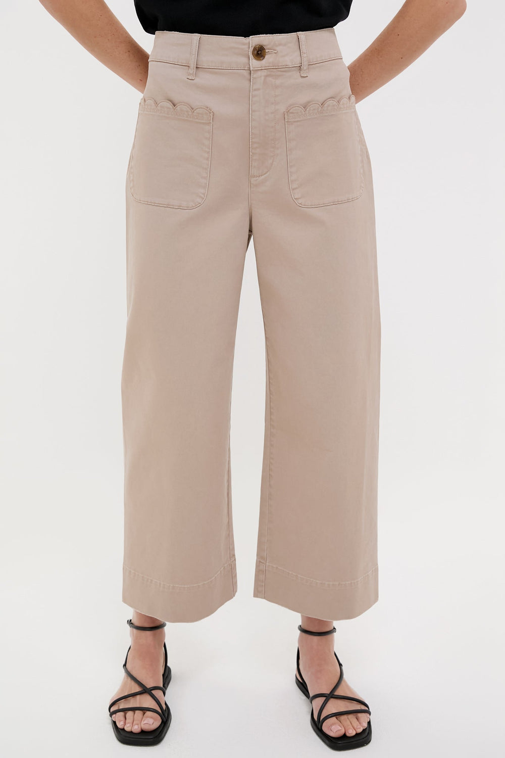 Khaki Chino Wide Leg Stretch Davis Pants