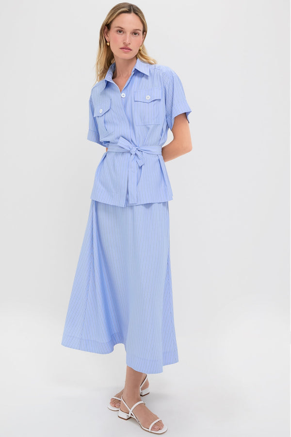 Cornflower Blue Stripe Evelyn Skirt