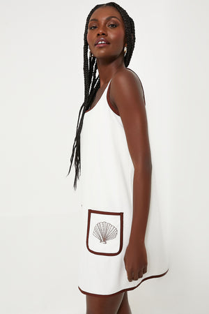 Blanc Shell Embroidered Mini Terrycloth Dress Coverup