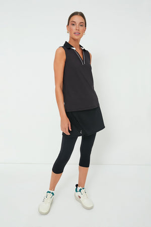 Black Sleeveless Caroline Polo