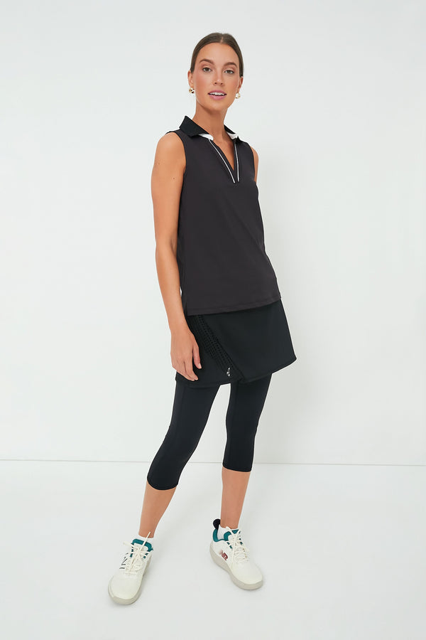 Black Sleeveless Caroline Polo