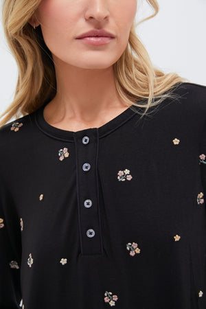 Black Orla Sleepwear Henley PJ Set
