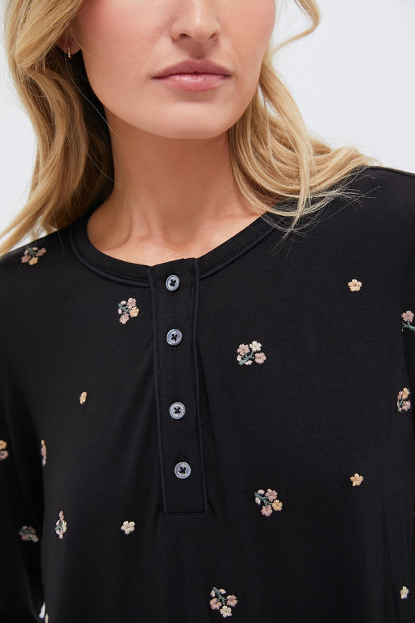Black Orla Sleepwear Henley PJ Set