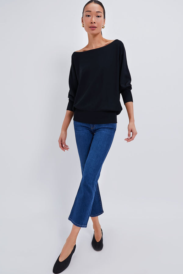 Black Wide Neck Valencia Sweater