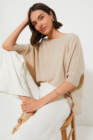 Sandstone Short Sleeve Cashmere Crewneck